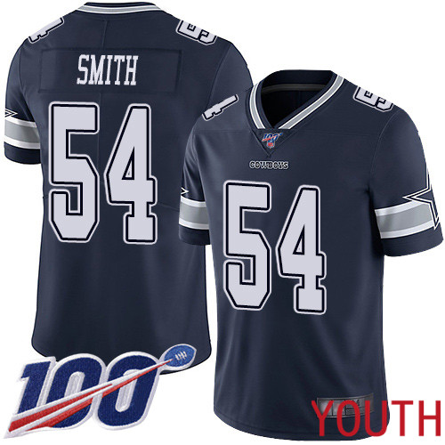 Youth Dallas Cowboys Limited Navy Blue Jaylon Smith Home 54 100th Season Vapor Untouchable NFL Jersey